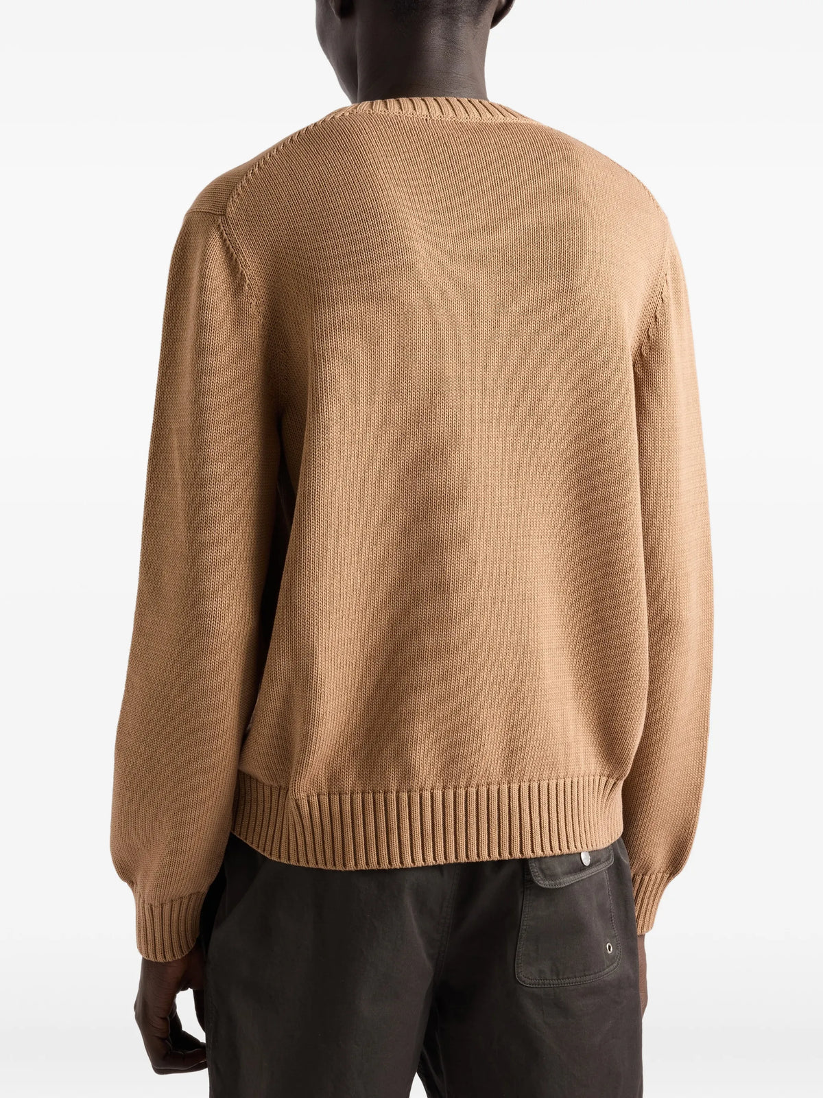 Image of Brown Knit Sweater by Prada for Men - Season Autumn-Winter 2026 - Model View 3