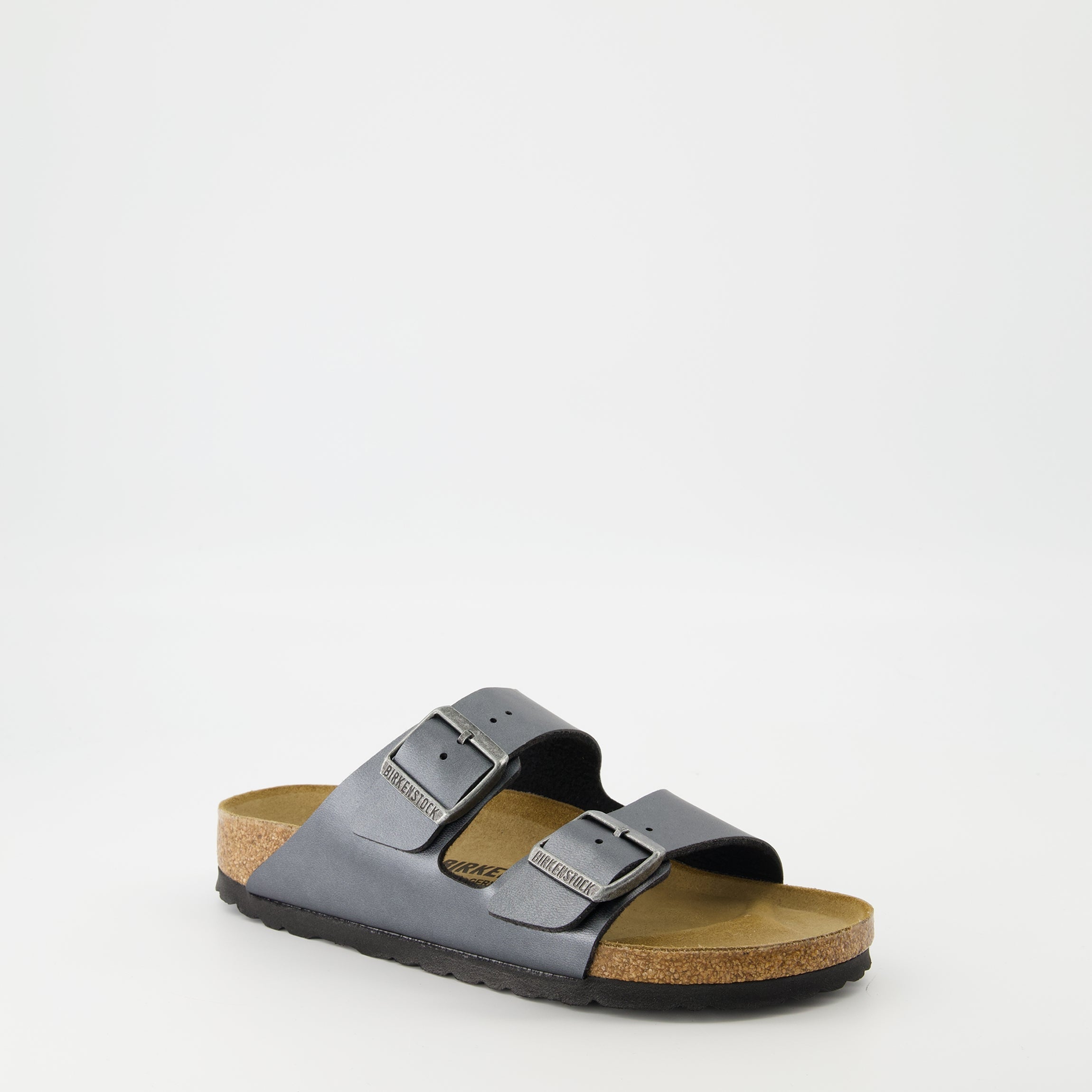 grey sandals, metallic leather sandals, comfortable sandals, adjustable straps, Spring-Summer collection