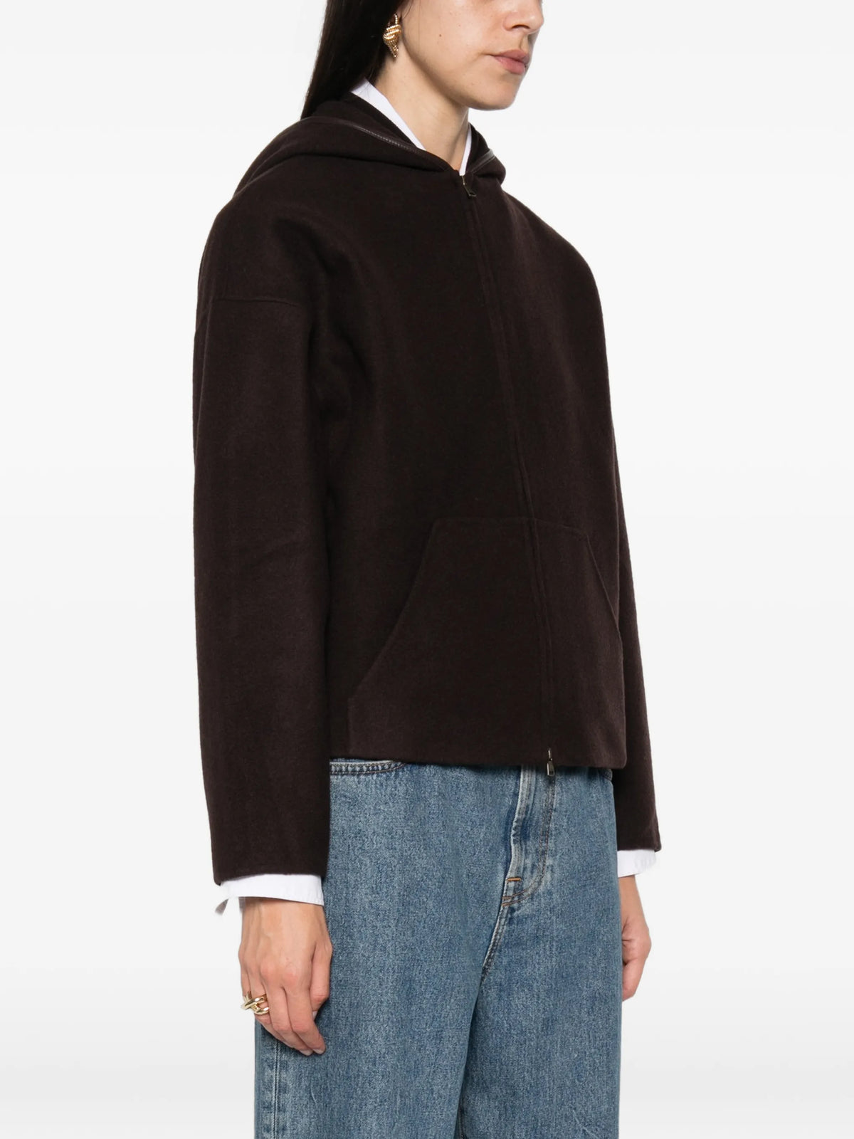 Image of Zipped Hooded Jacket Marron by Max Mara for Women - Season Autumn-Winter 2026 - Model View 2