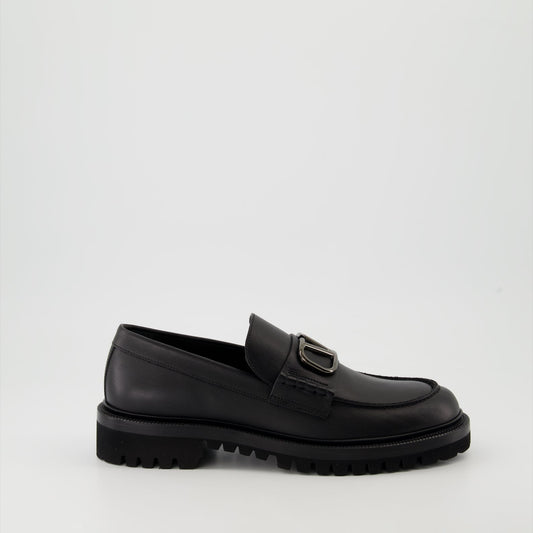 luxury moccasins, black leather moccasins, Valentino Garavani footwear, designer moccasins, Autumn-Winter 2024