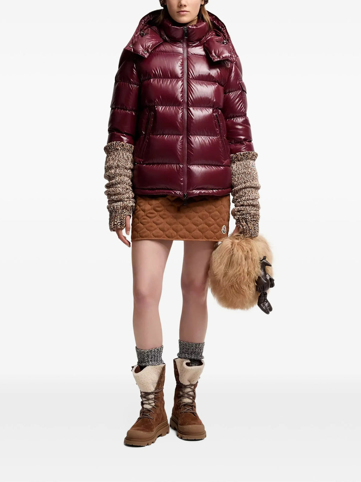 Image of Doudoune Maire Bordeaux by Moncler for Women - Season Autumn-Winter 2026 - Model View 1