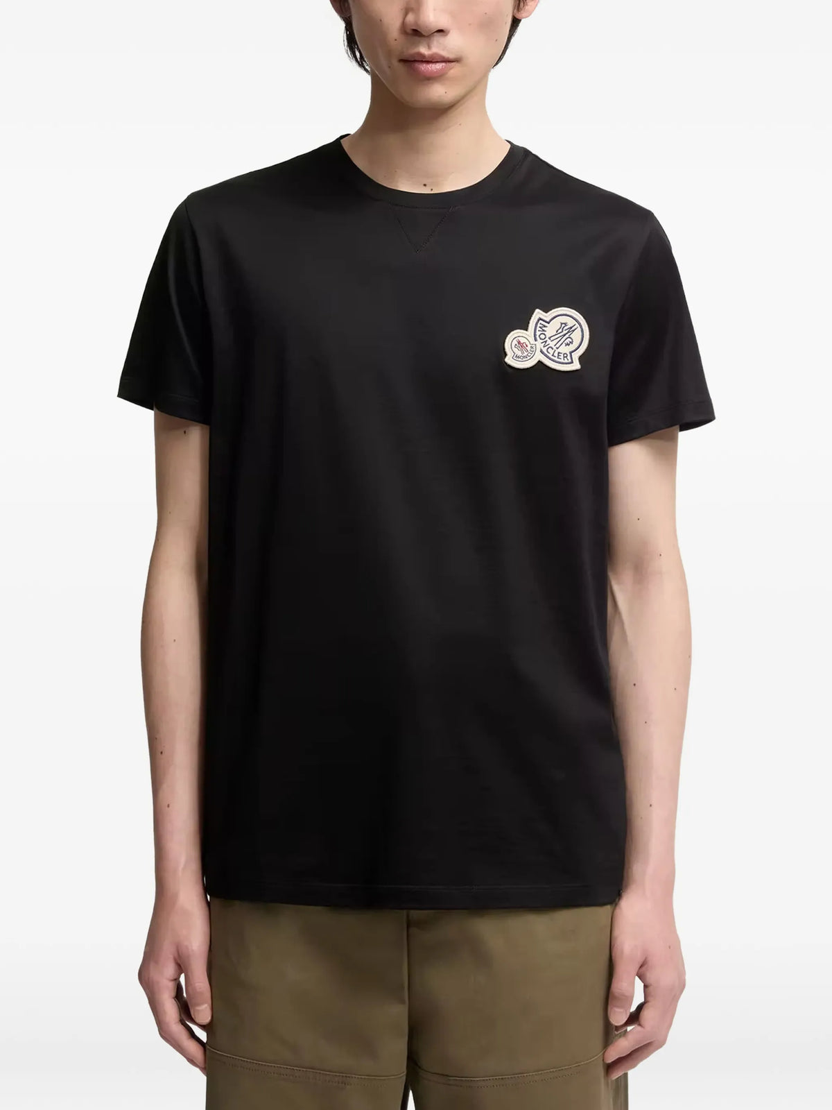 Image of Black Logo T-Shirt by Moncler for Men - Season Autumn-Winter 2026 - Model View 1
