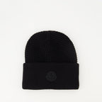Image of Cotton Beanie with Black Logo by Moncler for Men - Season Autumn-Winter 2025 - Front View