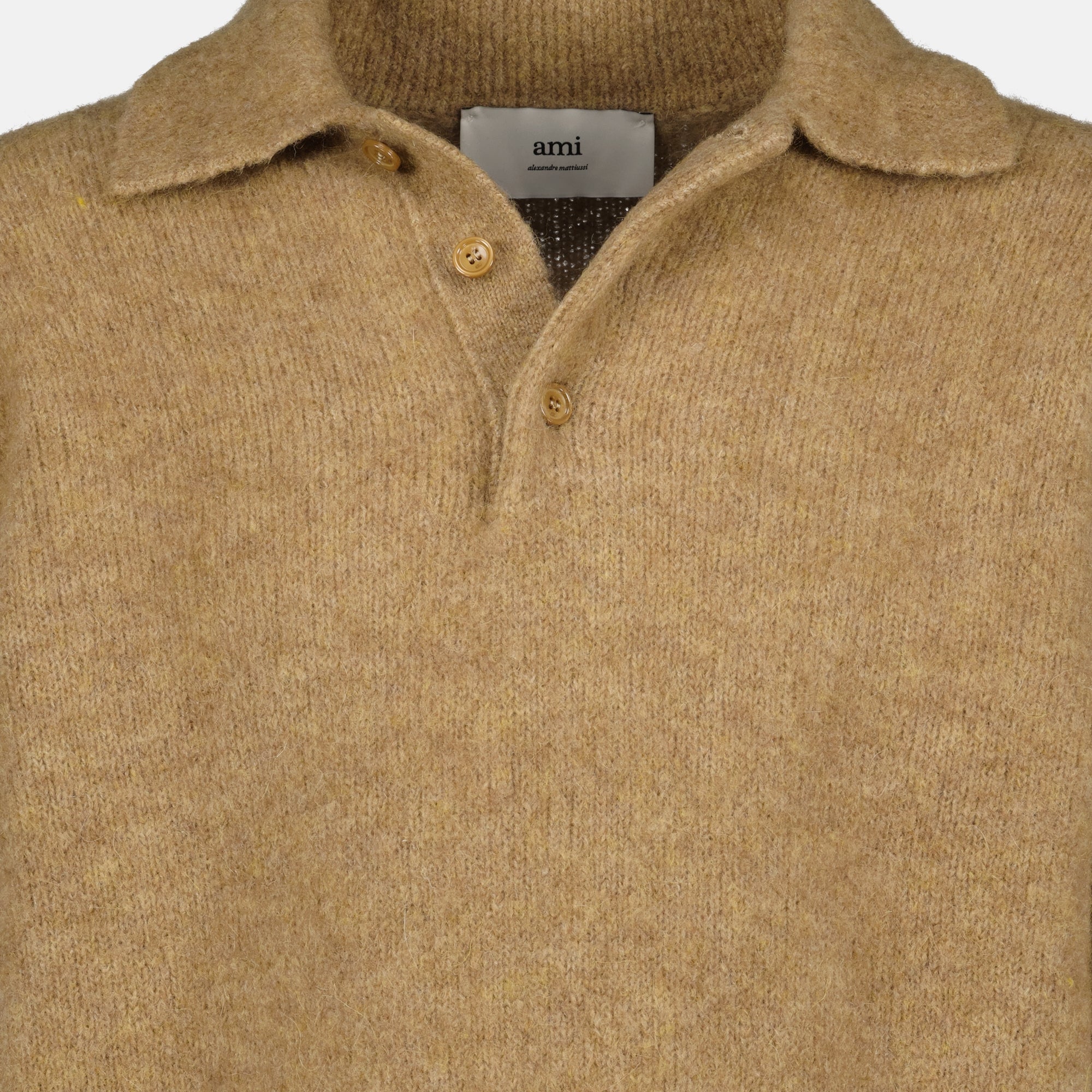 brown wool polo, AMI PARIS, men's clothing, luxury ready-to-wear, Autumn-Winter collection