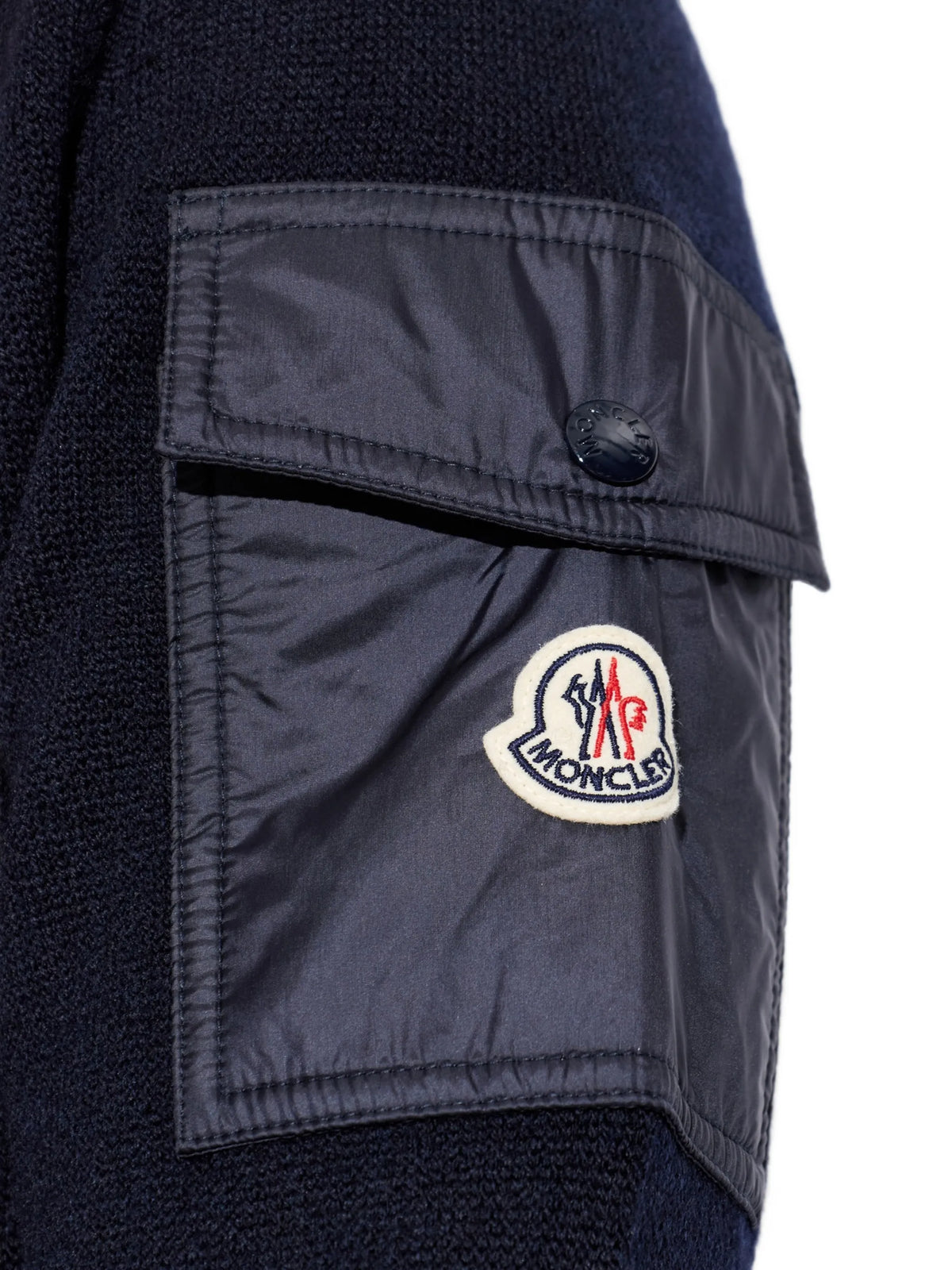Image of Pull en laine bleu marine by Moncler for Men - Season Autumn-Winter 2026 - Model View 4