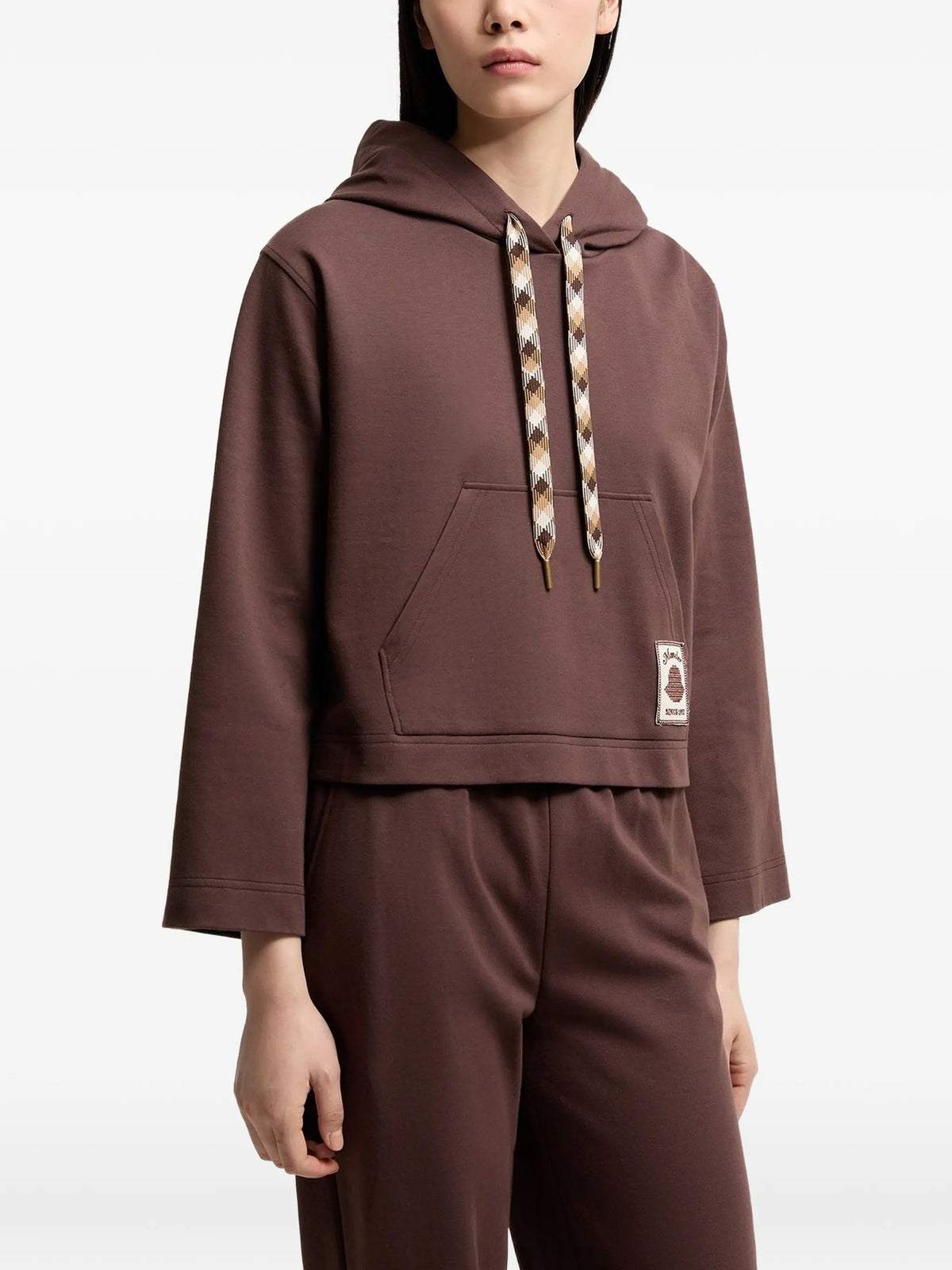 Image of Brown Moncler Hoodie by Moncler for Women - Season Autumn-Winter 2026 - Model View 2