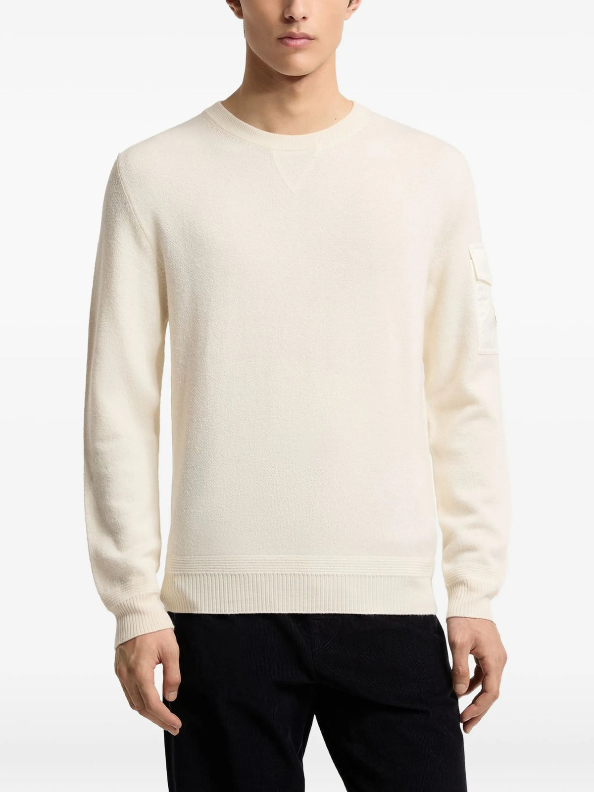 Image of White Wool Sweater by Moncler for Men - Season Autumn-Winter 2026 - Model View 2