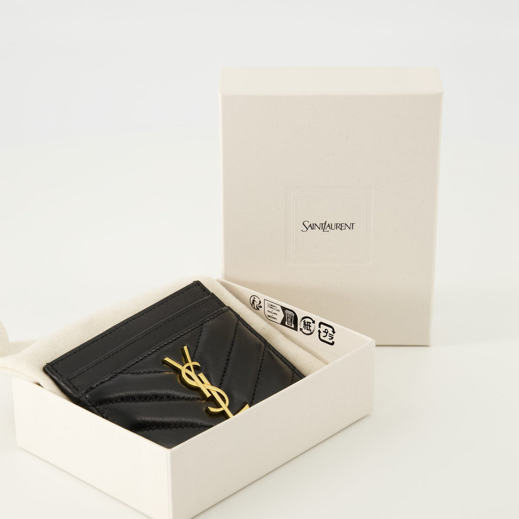 Saint Laurent card holder, black card holder, premium leather accessories, Cassandre model, YSL stylish accessory