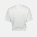 crop T-shirt, strawberry print, cotton top, pleated effect, contemporary style