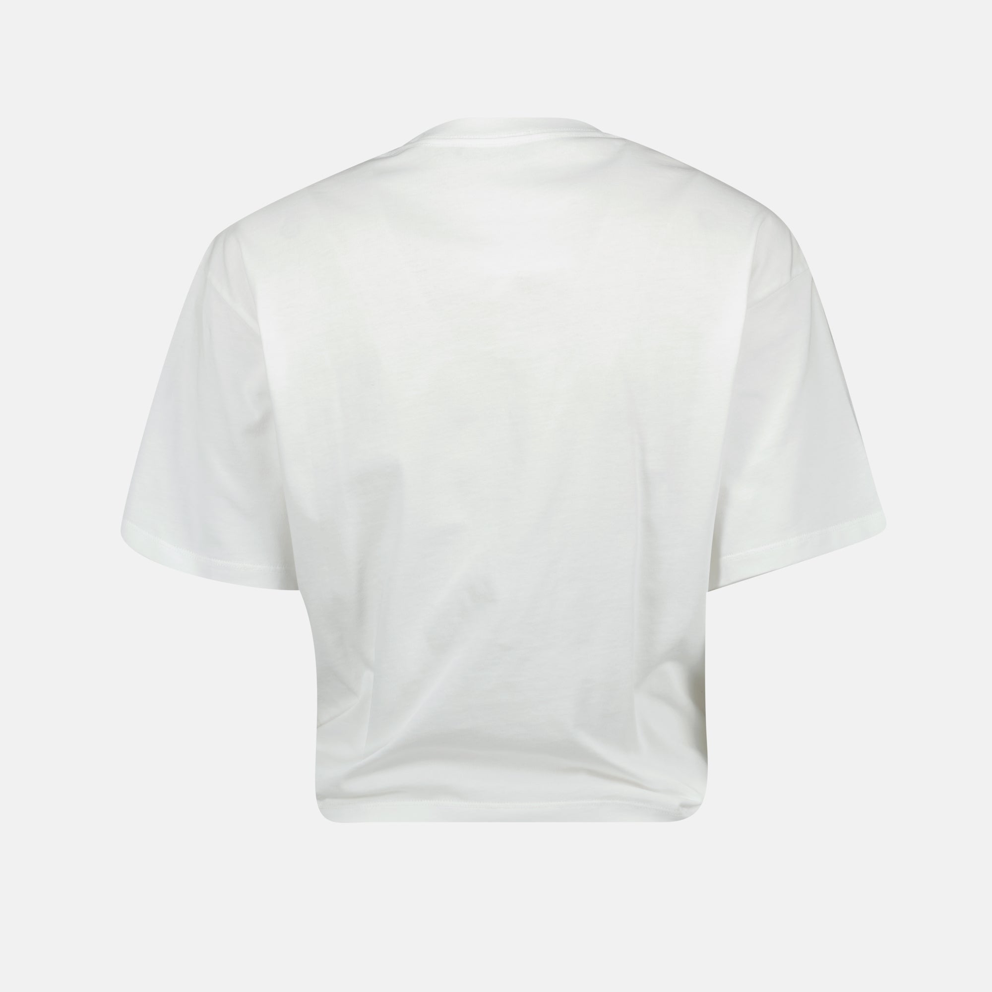 crop T-shirt, strawberry print, cotton top, pleated effect, contemporary style