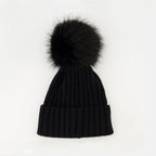 Image of Wool Beanie with Black Pom Pom by Moncler for Women - Season Autumn-Winter 2025 - Back View