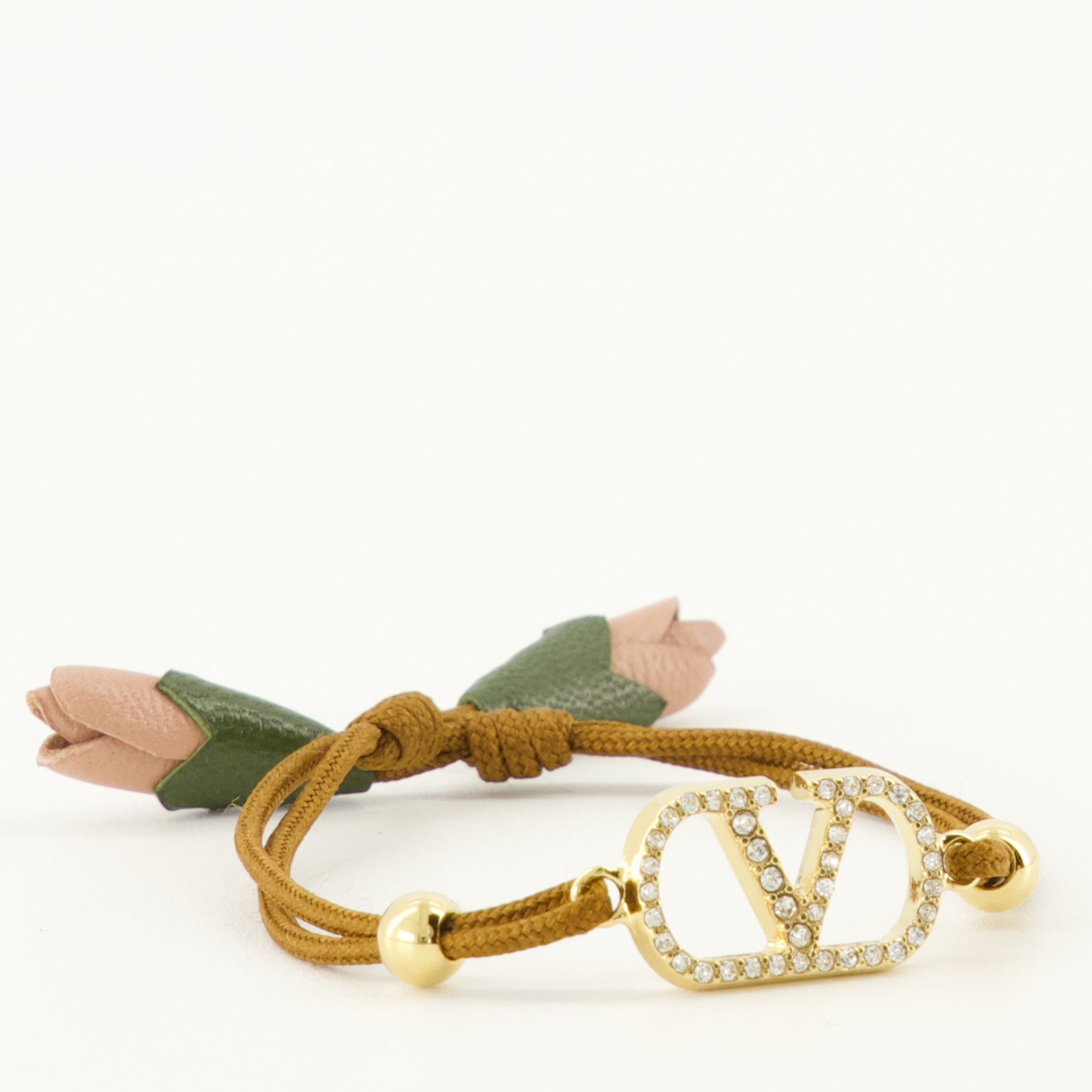 Image of Vlogo Bracelet with Brown Cord by Valentino Garavani for Women - Season Spring-Summer 2026 - Detail View 1