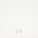 Silver Hoop Earrings, Greca Design, Engraved Logo, Hypoallergenic Jewelry, Versace Accessories