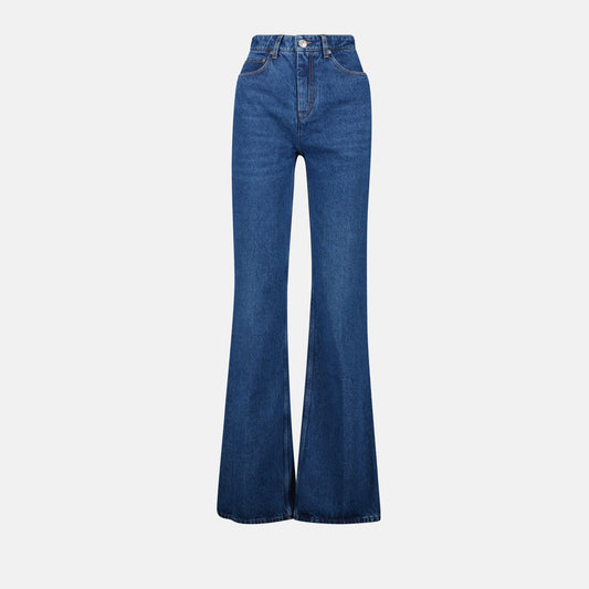 denim flare jeans, high waist jeans, AMI Paris jeans, five-pocket design, Autumn-Winter 2024