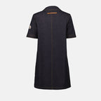 denim shirt dress, Moncler dress, navy blue dress, women's fashion, casual dress