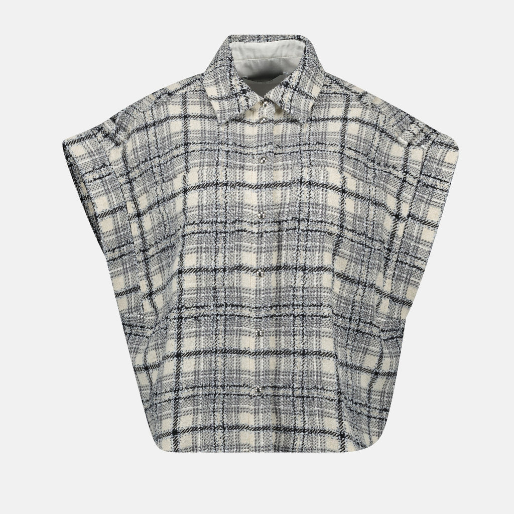 tweed overshirt, Iro Samie, casual wear, checkered shirt, women's outerwear