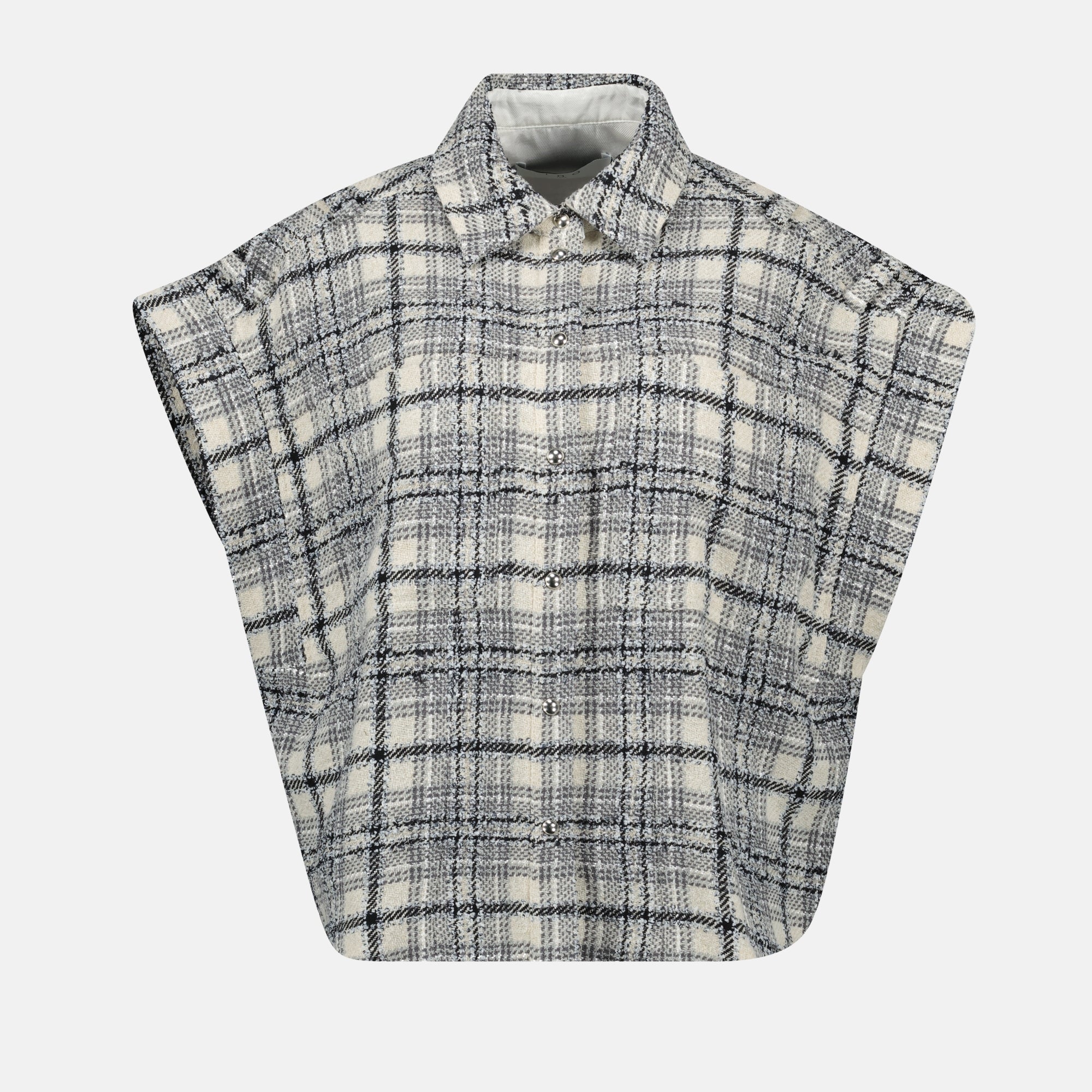 tweed overshirt, Iro Samie, casual wear, checkered shirt, women's outerwear