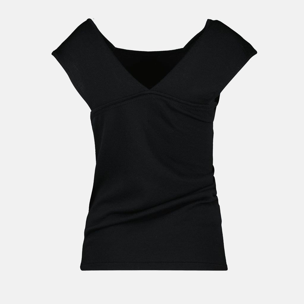 draped top, Josif noir, wool top, elegant clothing, Spring-Summer collection