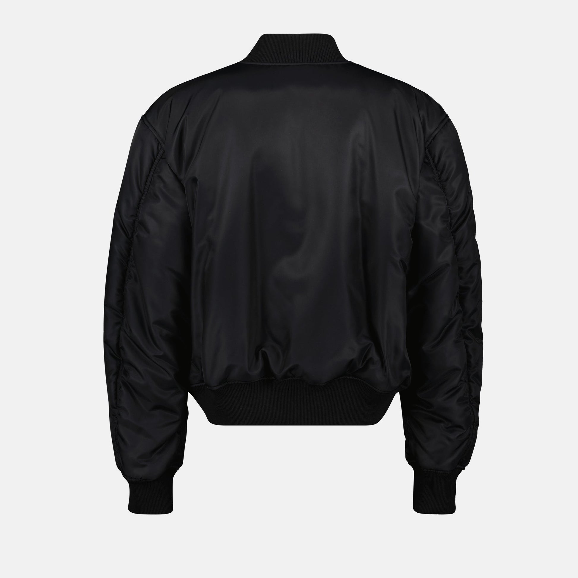 Diesel bomber jacket, black nylon bomber, luxury men's jacket, Autumn-Winter 2024 collection, ribbed collar jacket