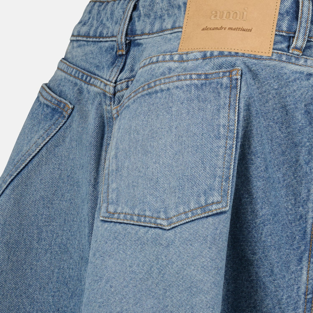 denim mini skirt, AMI Paris, blue denim skirt, five-pocket design, Spring-Summer collection