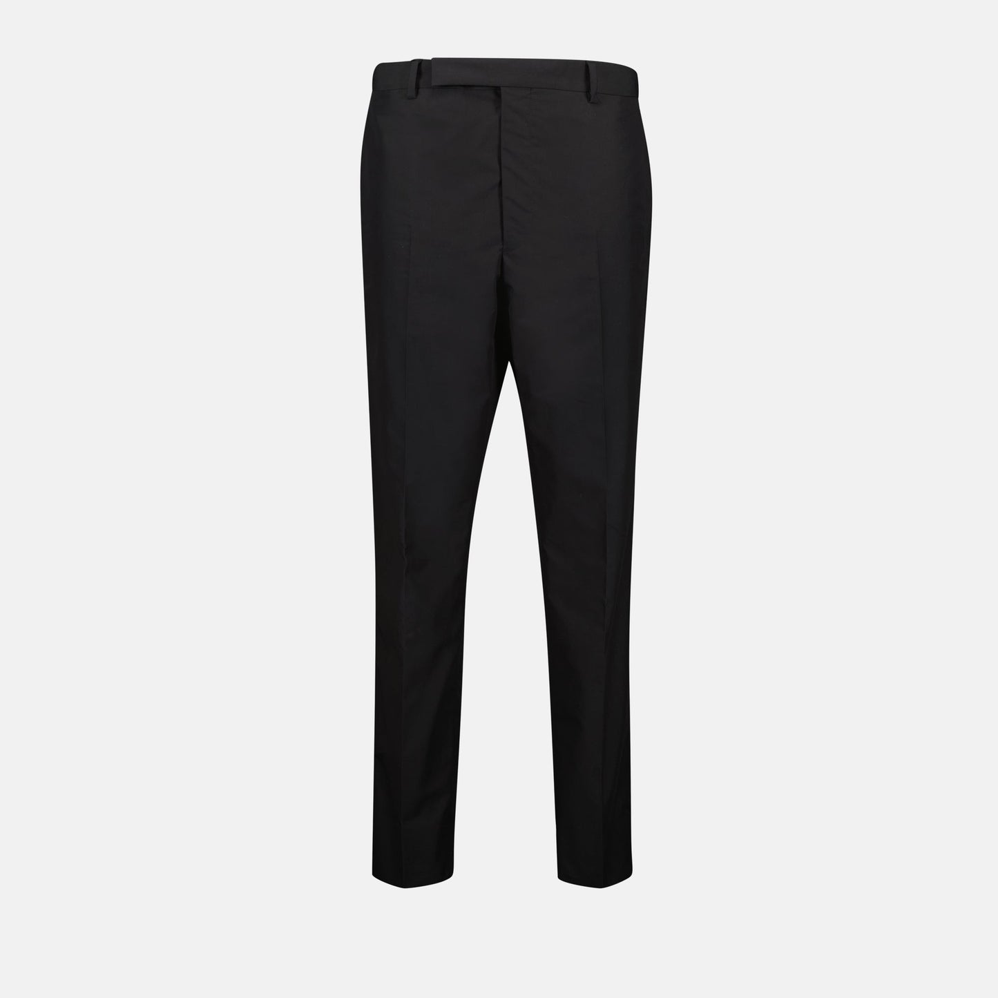 technical cotton trousers, black tailored pants, designer black trousers, sleek fit trousers, premium cotton pants