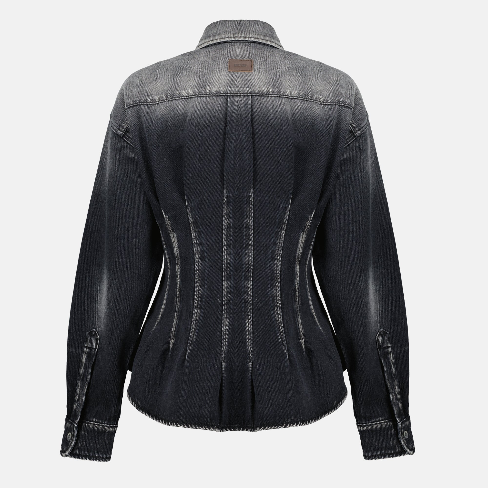 Moschino denim shirt, black shirt for women, tailored denim shirt, cotton denim clothing, stylish women's shirts