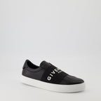 Image of Urban Leather Slip-On Sneakers by Givenchy for Men - Season Autumn-Winter 2025 - Front Right Three-Quarter View