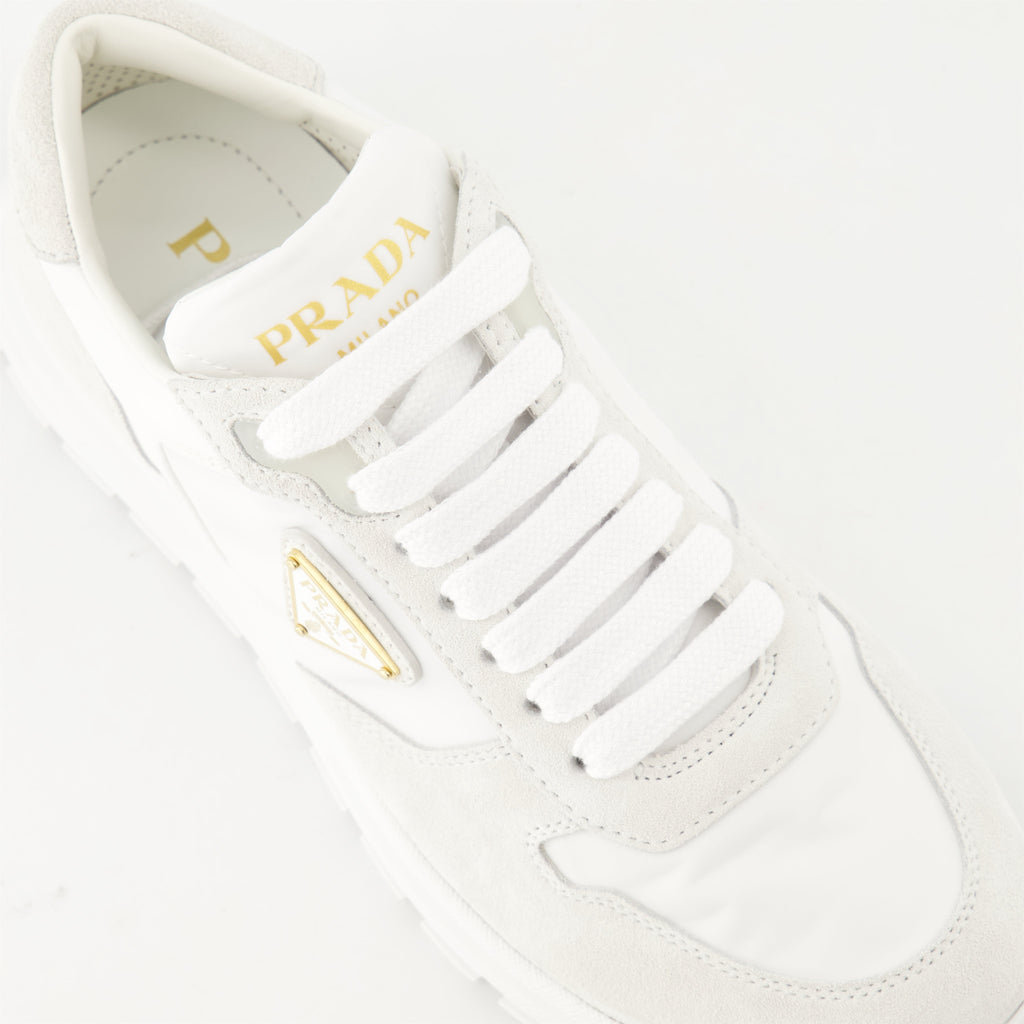 Prada sneakers, leather sneakers, Re-Nylon shoes, casual footwear, Italian design