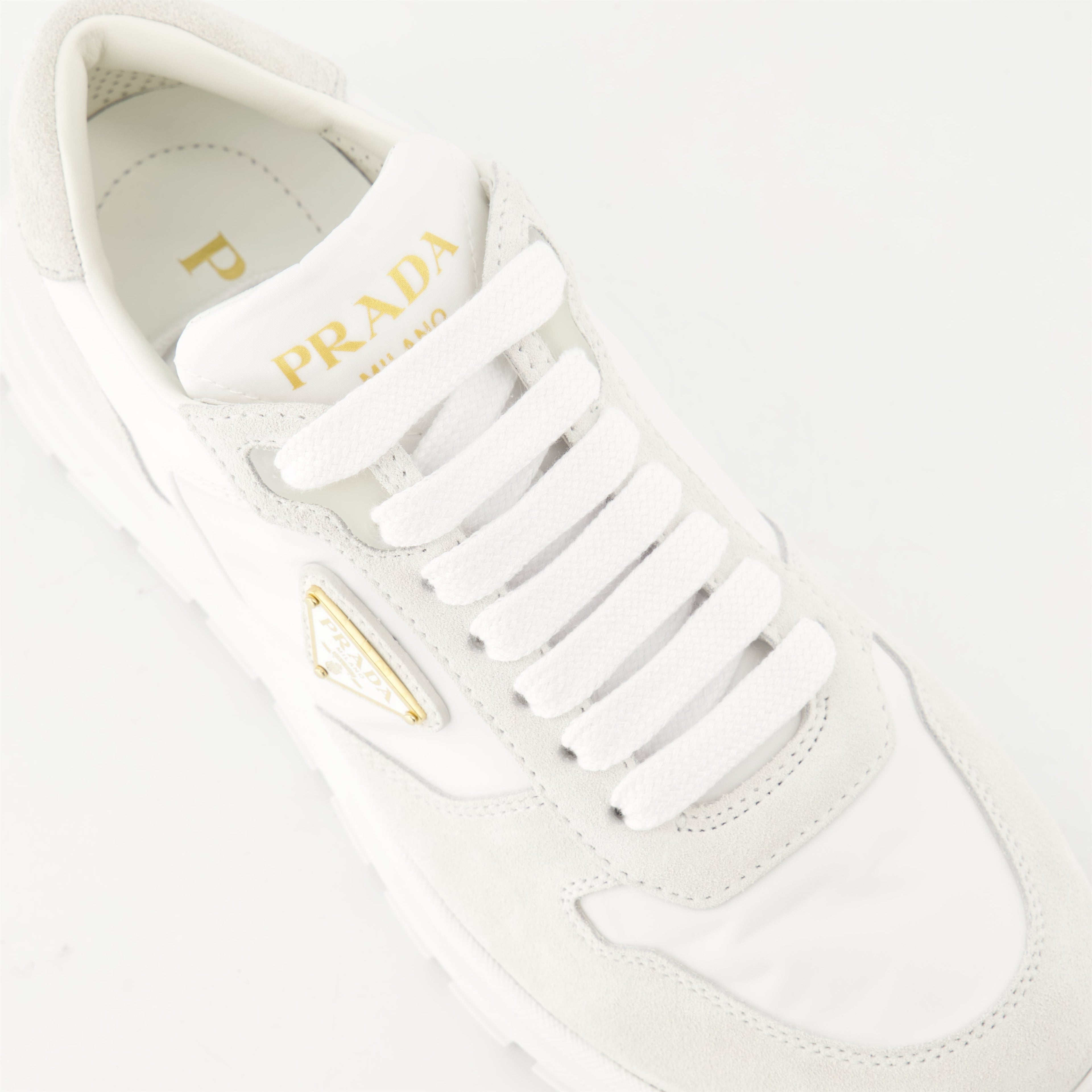 Prada sneakers, leather sneakers, Re-Nylon shoes, casual footwear, Italian design