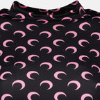 Marine Serre top, moon print jersey, black and pink top, fitted silhouette, women's fashion