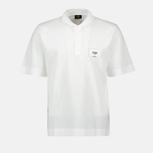 embroidered polo, white polo shirt, cotton piqué polo, Fendi 2024 collection, luxury polo