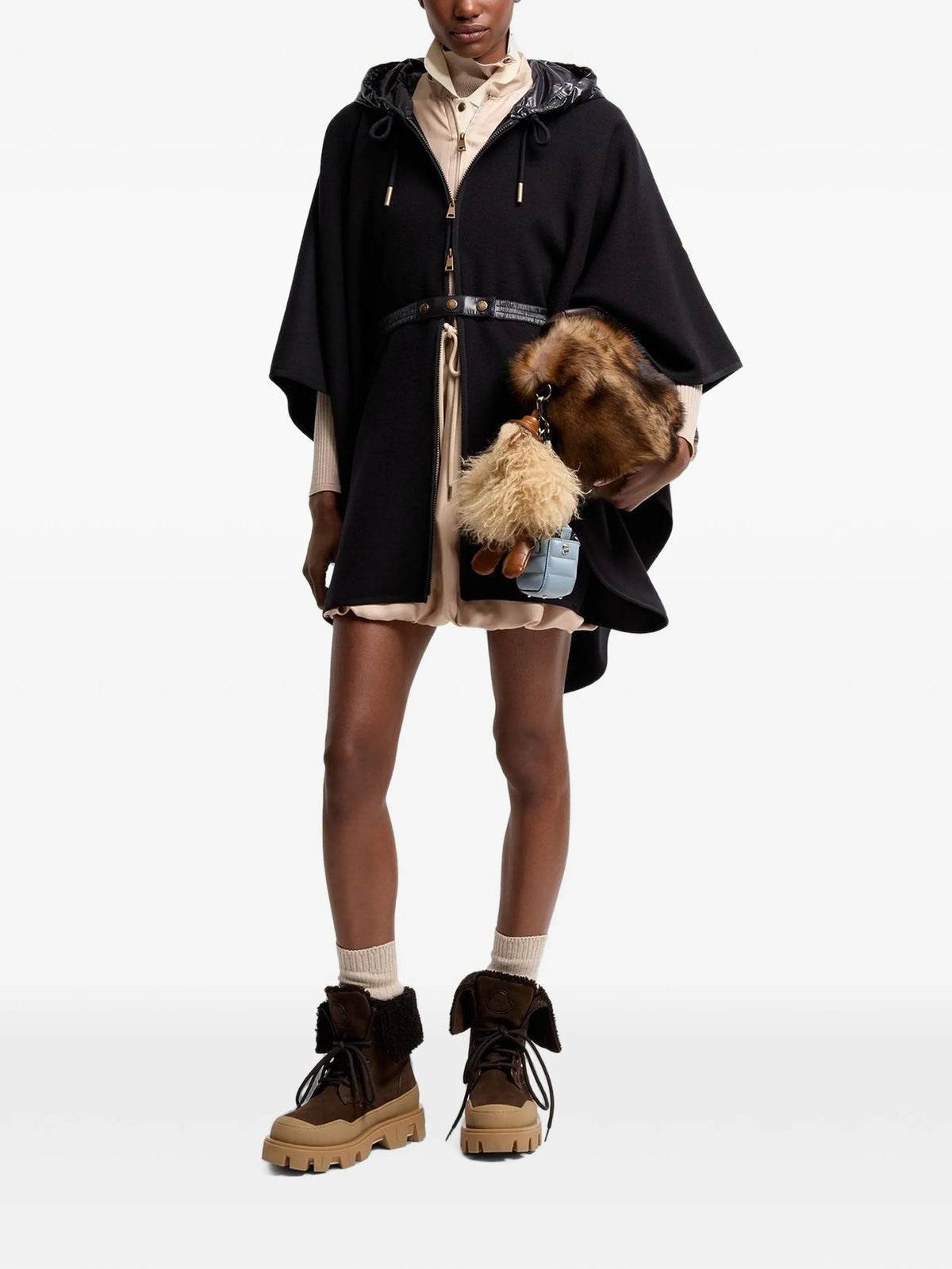 Image of Marine Wool Cape by Moncler for Women - Season Autumn-Winter 2026 - Model View 1