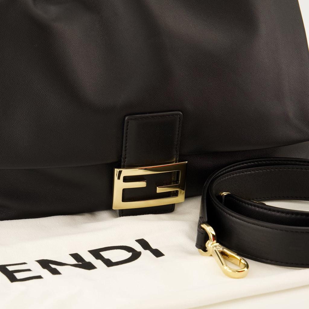 Sac en cuir noir Mamma Baguette Soft