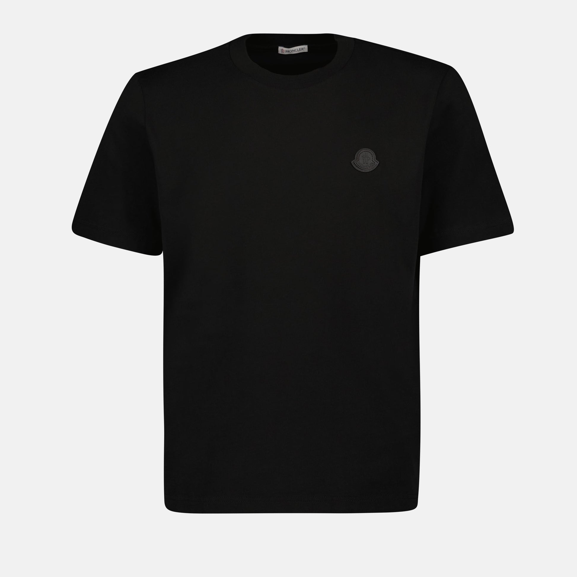 Moncler T-shirt, luxury logo T-shirt, black cotton shirt, designer casual wear, Autumn/Winter 2024