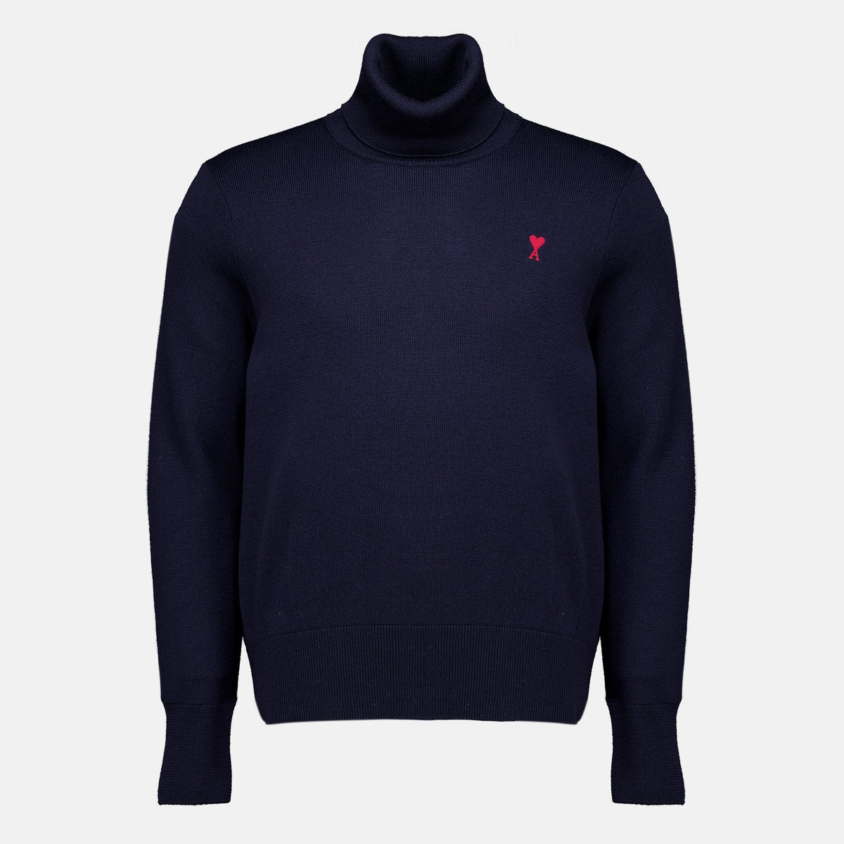 Jersey de cuello alto de lana azul marino