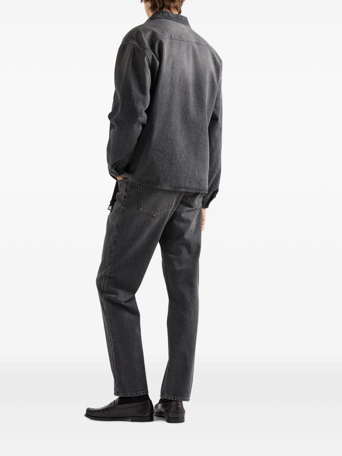 Image of Black Denim Shirt by Prada for Men - Season Autumn-Winter 2026 - Model View 2