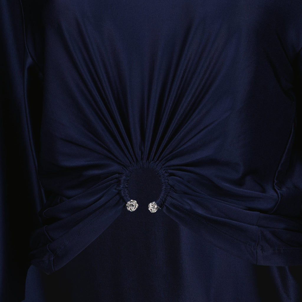 Crop Top Piercing aus Marine-Jersey