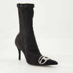 Image of Diesel Venus Denim Ankle Boots by Diesel for Women - Season Autumn-Winter 2024 - Front Right Three-Quarter View