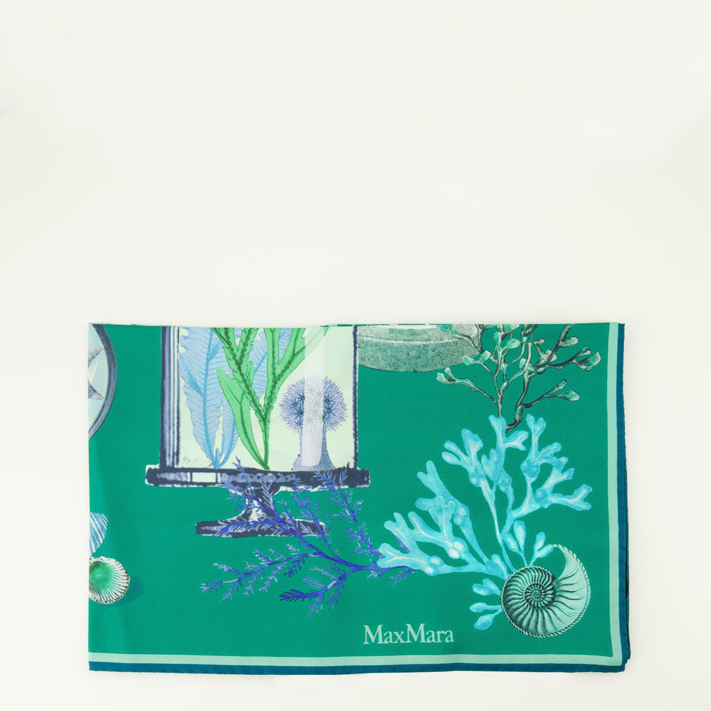 Printed Beige Silk Twill Scarf