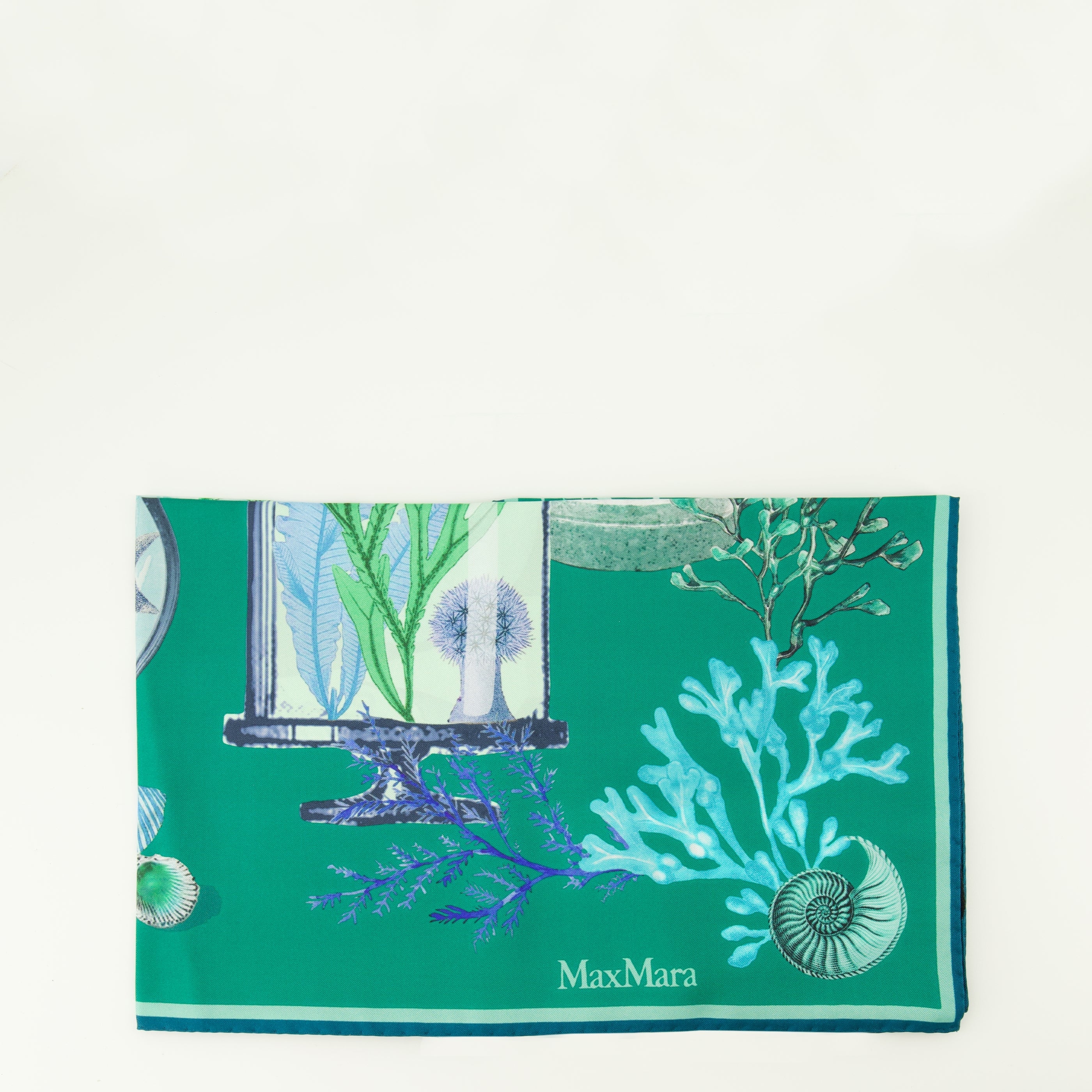 Printed Beige Silk Twill Scarf