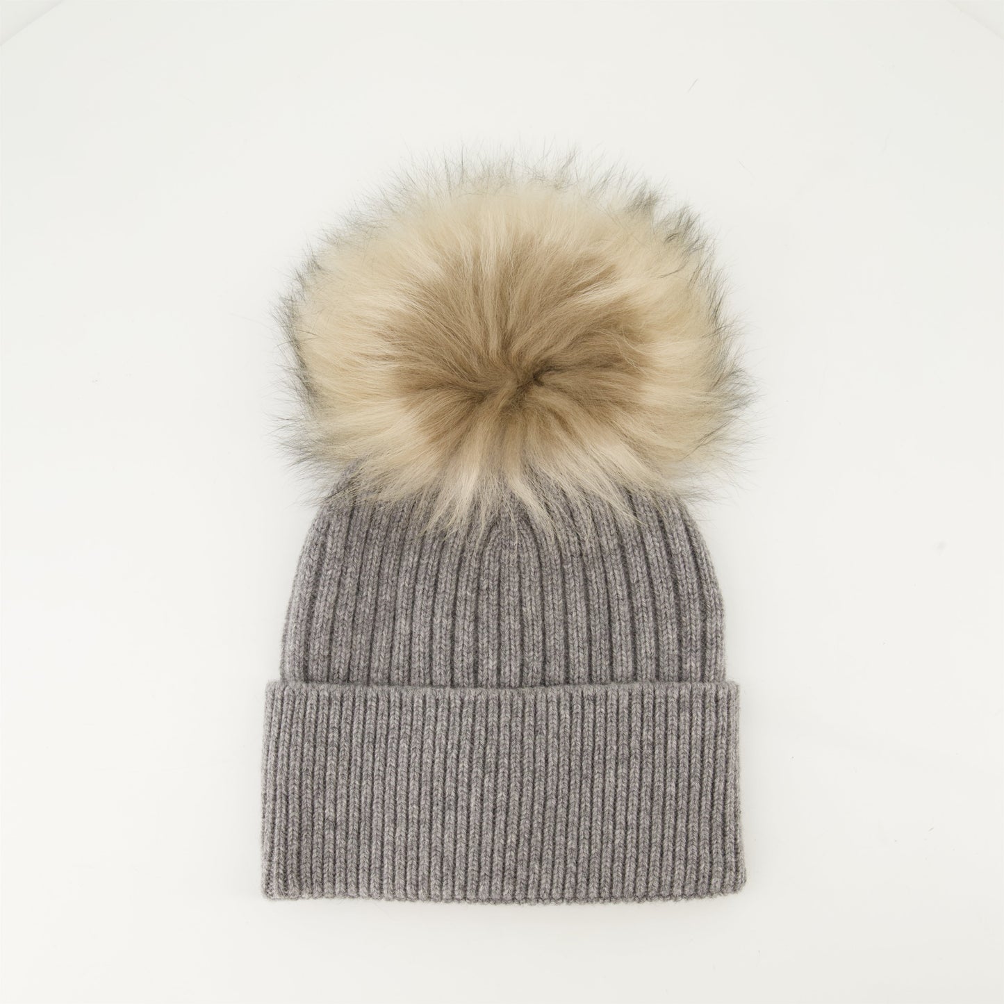 Moncler Grenoble beanie, grey pom-pom hat, cashmere beanie, winter accessories, stylish beanie