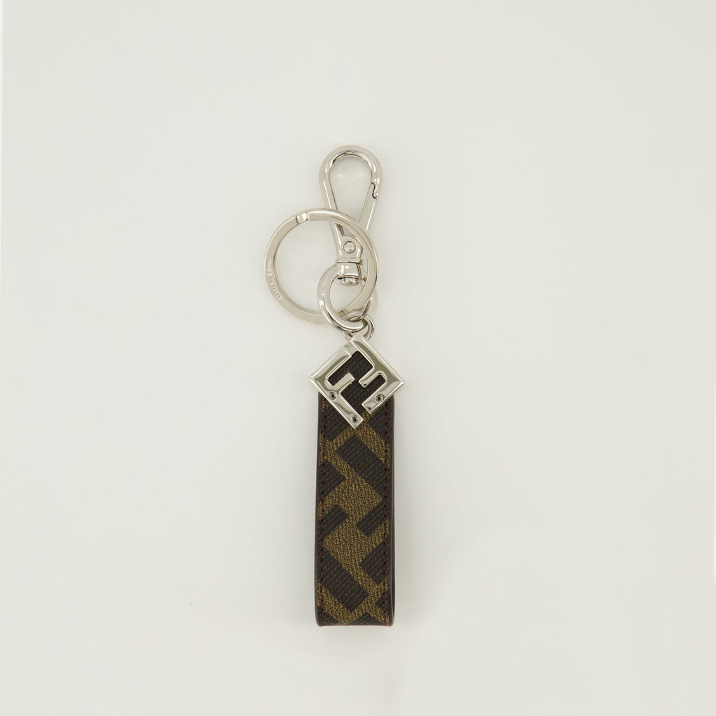 Image of Squared FF Brown keychain by Fendi for Men - Season Spring-Summer 2026 - Back View