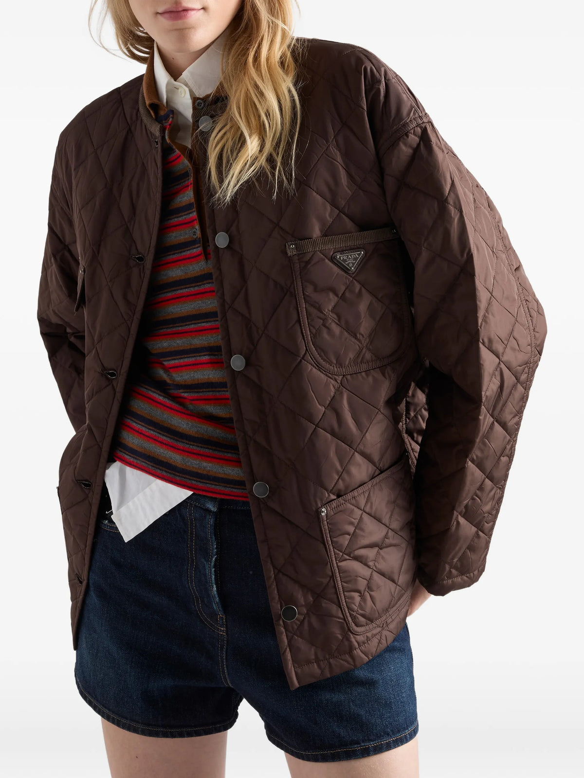 Image of Quilted Re-Nylon Jacket by Prada for Women - Season Autumn-Winter 2026 - Model View 2
