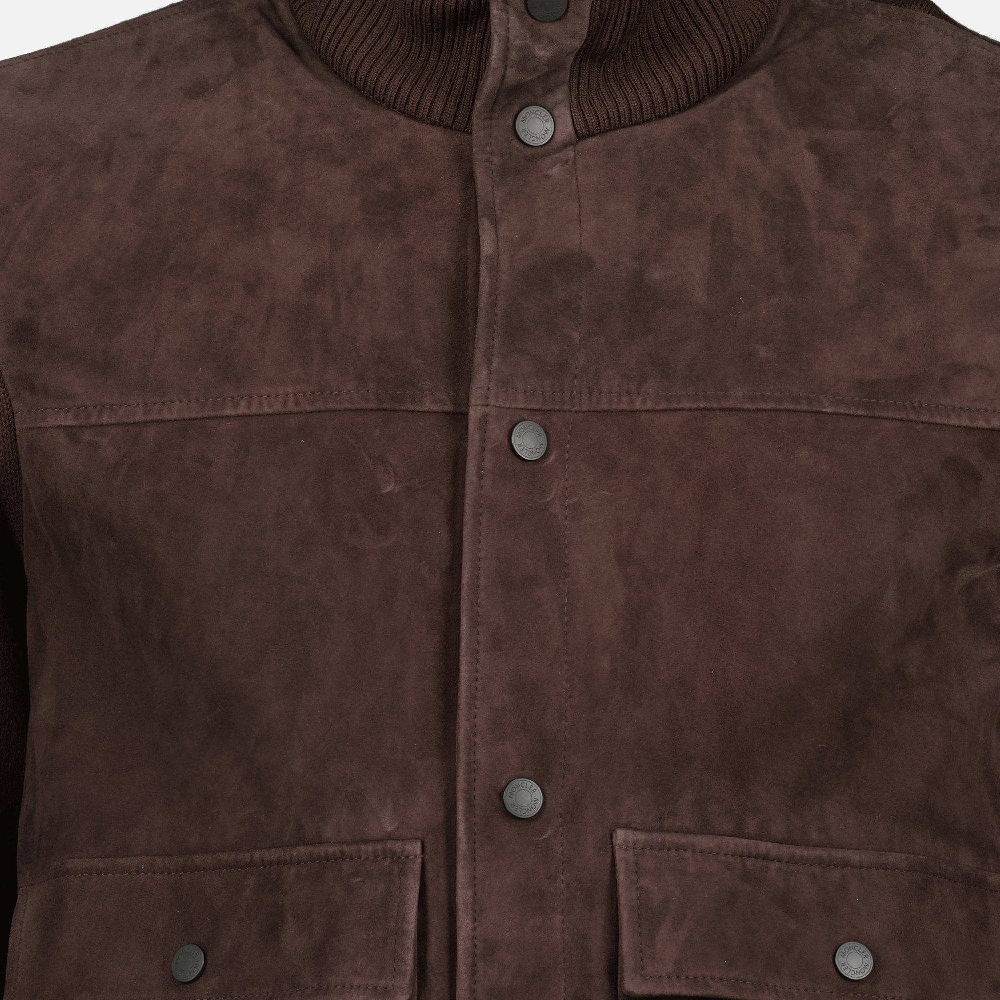 Moncler cardigan, brown wool cardigan, suede outerwear, men's cardigans, Autumn Winter fashion