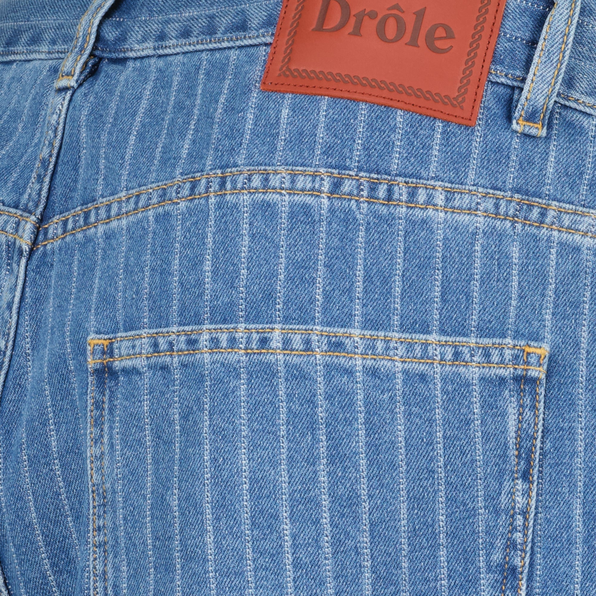 baggy jeans, striped denim, Drôle De Monsieur, casual wear, men's fashion