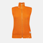 Image of Ribbed Design Zip Vest by Mm6 for Women - Season Spring-Summer 2025 - Front View