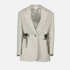 Imagen de un blazer de lana beige de Rabanne para mujeres - Temporada Primavera-Verano 2025 - Vista frontal