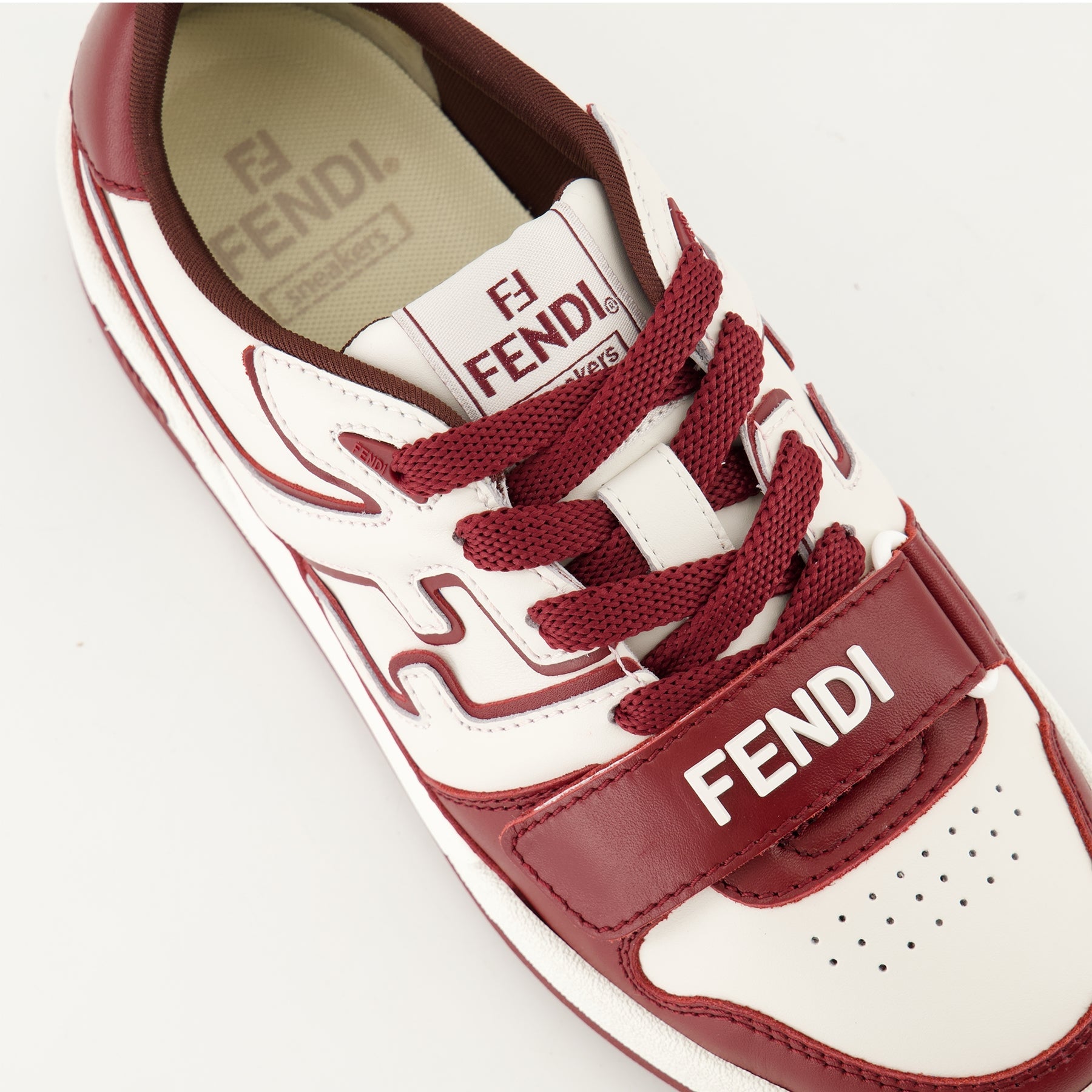 Fendi sneakers, bordeaux leather, luxury sneakers, elegant footwear, designer sneakers