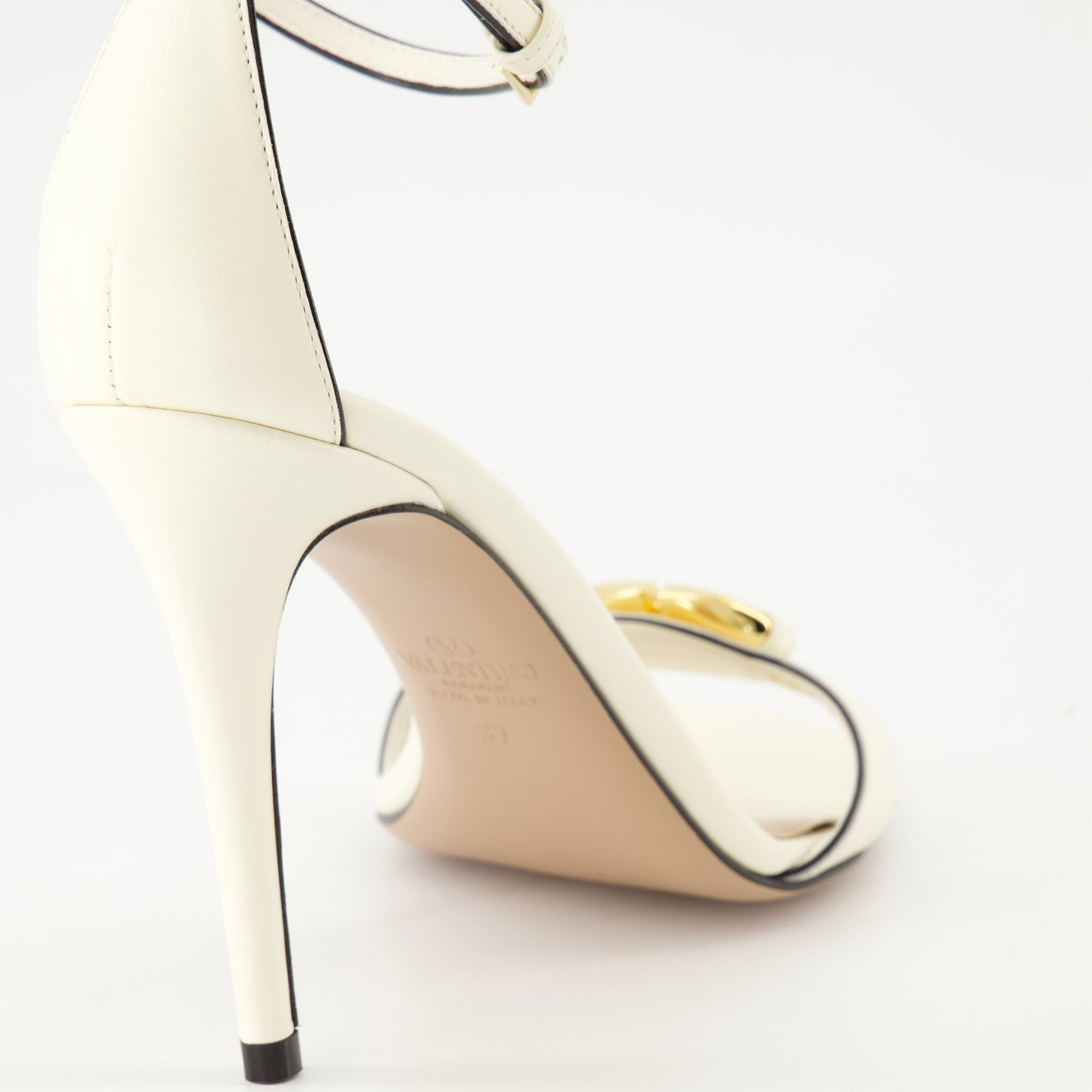 Valentino sandals, white leather heels, heeled sandals, luxury footwear, designer sandals