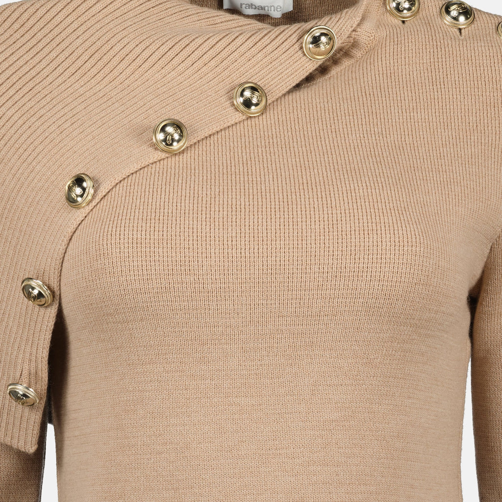 beige sweater, Rabanne, wool garment, Autumn-Winter 2025, women's fashion